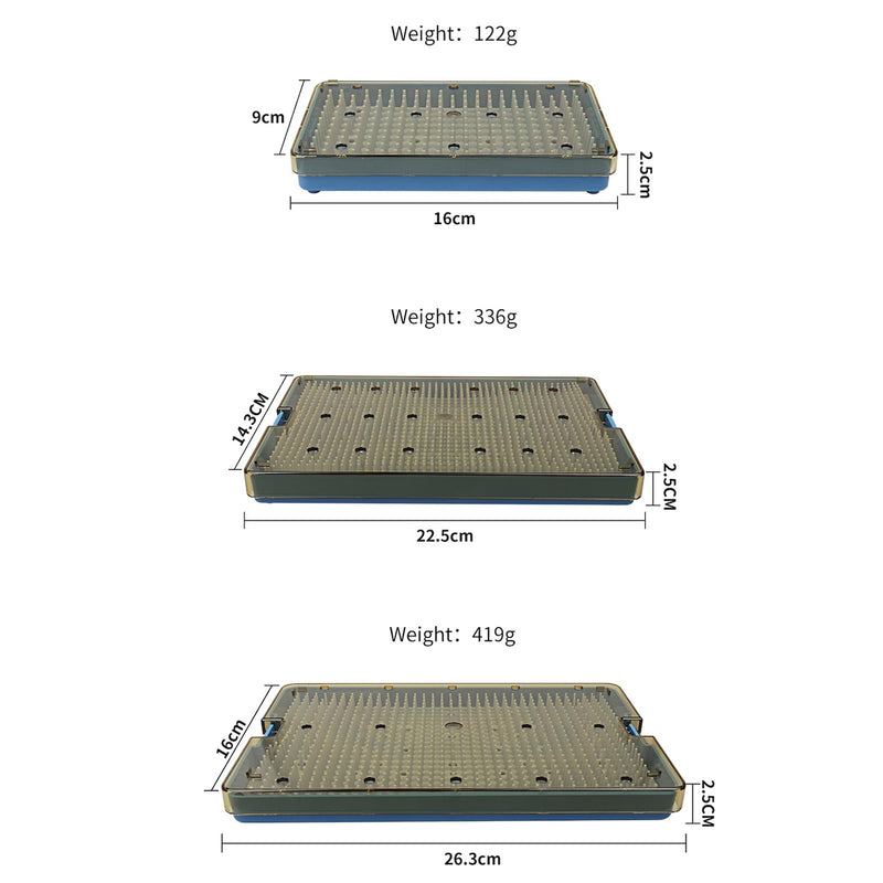 Plastic Autoclavable Instruments Storage Box S/M/L Size For Instruments Sterilization Tray Case with Silicone Mat (S SIZE) S SIZE