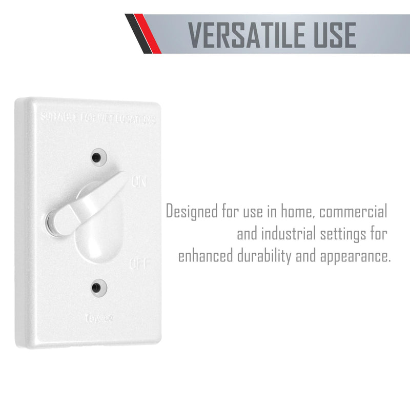 TayMac TC100WH Weatherproof Toggle Cover, 1-Gang, Vertical Device Mount, White 1 Count (Pack of 1)