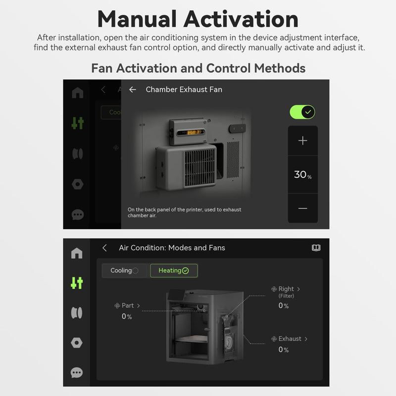 Original External Exhaust Fan Kit Compatible with Bambu Lab P2S with AMS,Active Ventilation 3D Printer Exhaust System for ABS,ASA,Nylon Filament,3D Printer Accessories Advanced Air Ventilation