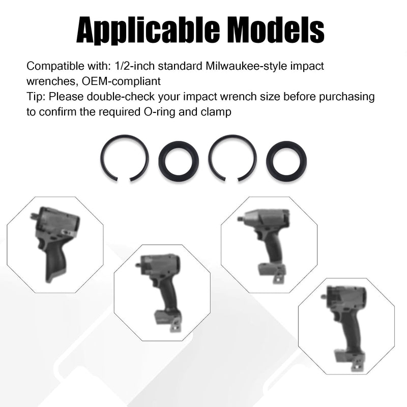 12 Sets 1/2” Impact Retaining Ring Clip, Impact Friction Rings with O-Ring Anvil Install Tool for Electric & Pneumatic Type Wrench