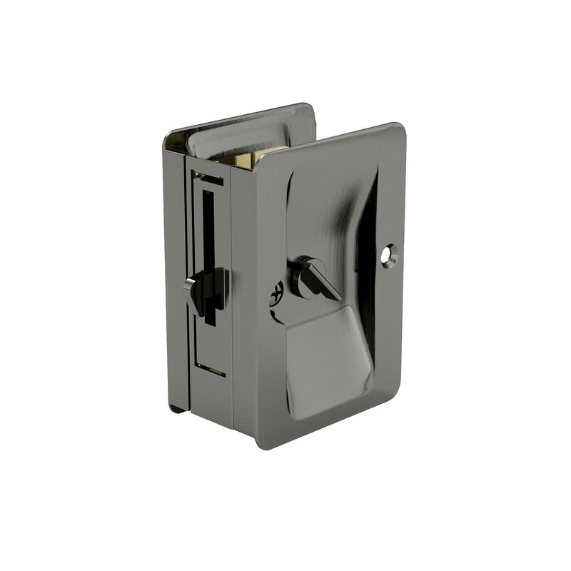 Richelieu Hardware 1701ANPSBC Onward Pocket Door Pull, Privacy Lock, 3 1/4 in (82 mm), Rectangular, Antique Nickel