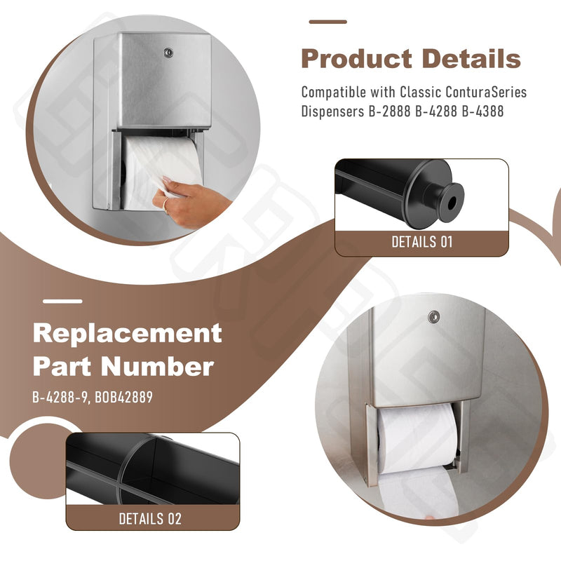 Set of 6 B-4288-9 B-2888 B-4288 B-4388 Toilet Paper Holder Roller Spindle Compatible with Bobrick Classic Contura Series Dispensers - Provides a Sturdy Replacement Roll for Toilet Paper Dispensers