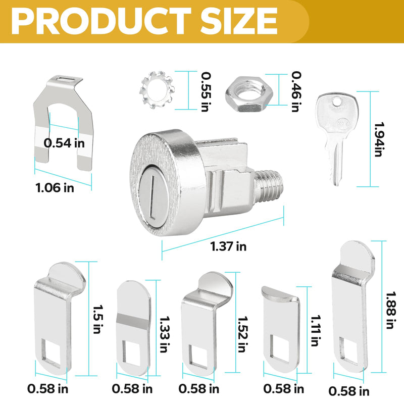 Mailbox Lock with Key, L-1172C National Mailbox Lock Heavy-Duty Cam Accessories for C9100/C9200 L C7120 USPS Mail Box Locks and Keys, Mailbox Key Locks with 5 Shaped Locking Tabs (3 Pack) 3 Pack