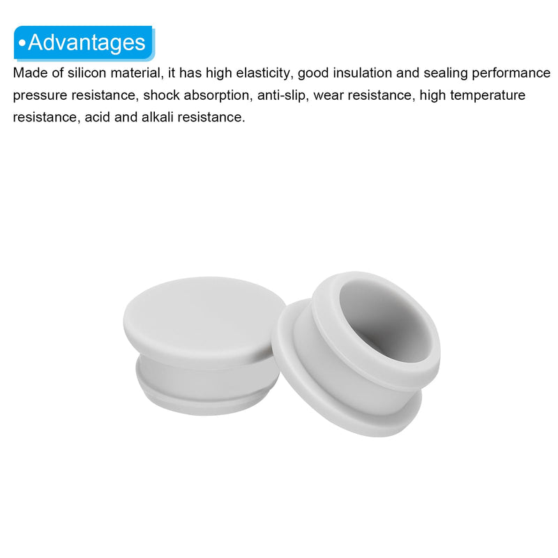 MECCANIXITY Silicone Snap in Locking Hole Plugs,Rubber Panel Seal Cover Flush Type Panel Round for Kitchen Rubber Bulkheads Waterproof Sealing Plugs 26mm/1.02 Inch Diameter Grey,Pack of 10