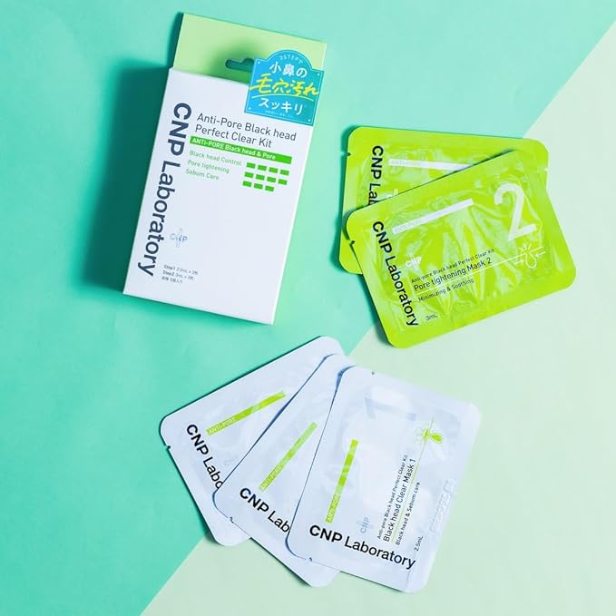 CNP Official Genuine Anti-Pore Blackhead Clear Kit (Pore Pack) 3 Doses (3 x Clear Mask 2.5ml+3 Pore Masks 3ml+6 Cotton Swabs) Oil Control - NewNest Australia