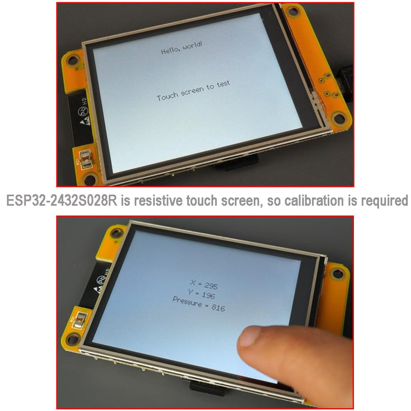 2.8 inch ESP32-2432S028R ESP32 Yellow Display - 9341 Resistive Touchscreen 240x320 TFT LCD Module CYD Development Board for Arduino IDE (Pack of 2)
