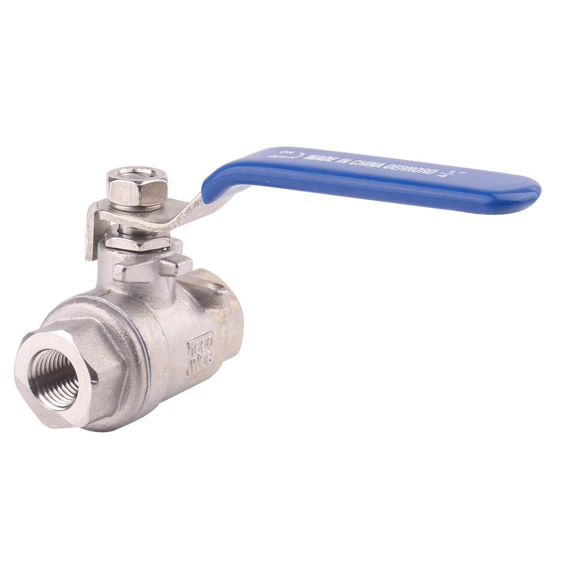 DERNORD Full Port Ball Valve Stainless Steel 304 Heavy Duty for Water, Oil, and Gas with Blue Locking Handles (1/4" NPT) 1/4 Inch Pack of 1