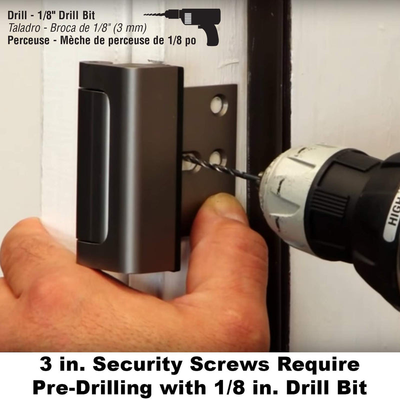 Prime-Line U 10827 Door Reinforcement Lock – Add Extra, High Security to your Home and Prevent Unauthorized Entry – 3 In. Stop, Aluminum Construction, Satin Nickel (Single Pack) 1