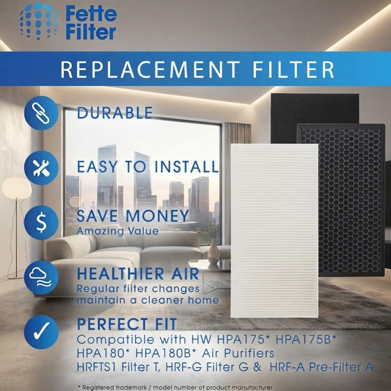6-Pack Filter Set Fits Honeywell HPA180 HPA175 | HRF-G, HRFTS1, HRF-A Pack of 2