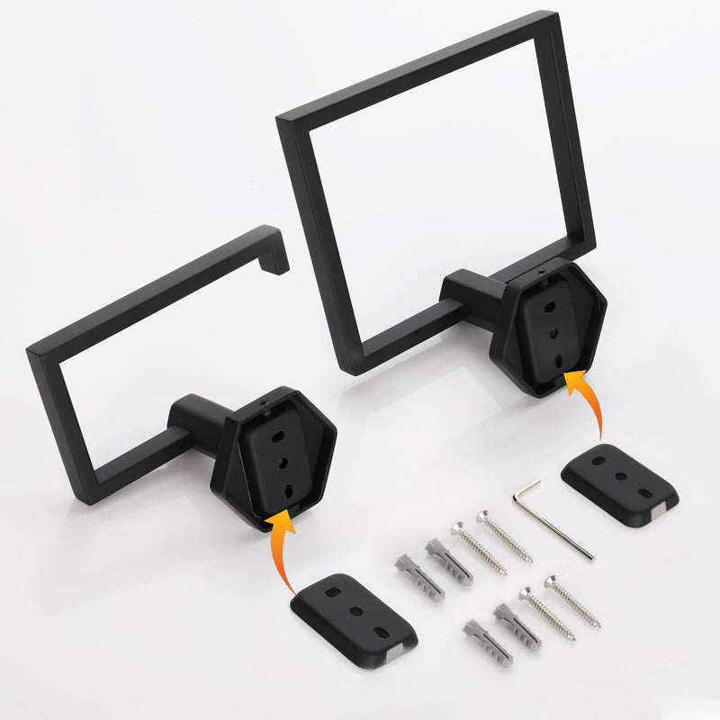 GERZWY Bathroom 2-Piece Accessory Set SUS 304 Stainless Steel Toilet Paper Holder Towel Ring Wall Mount, Matte Black