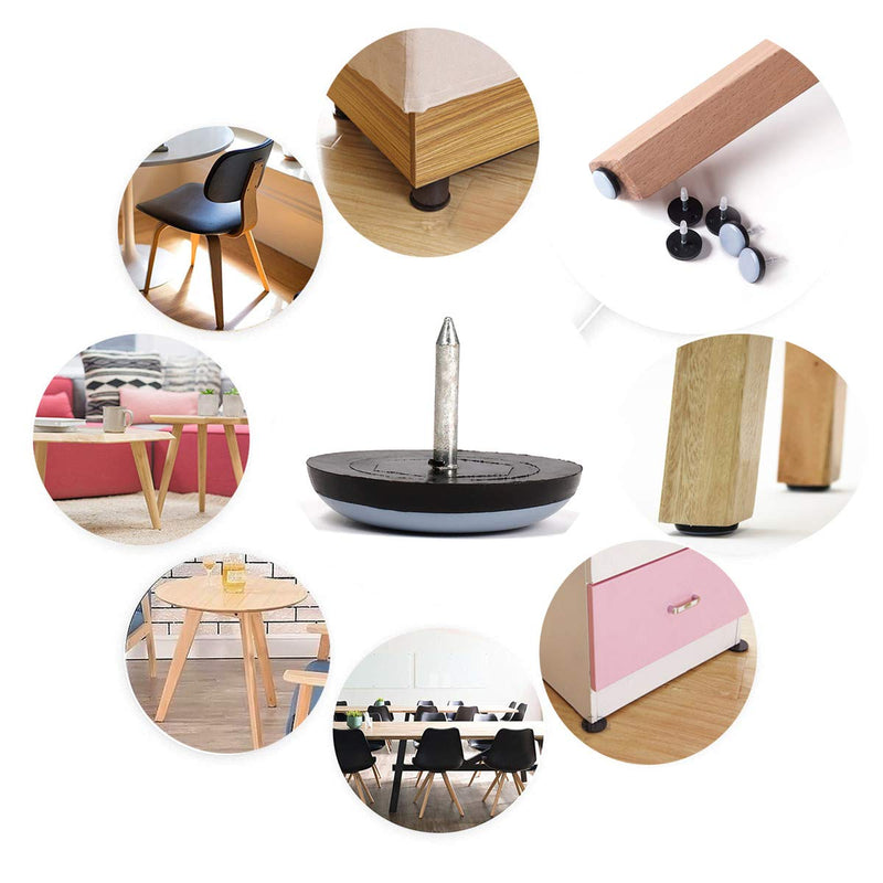 1" Nail on Furniture Sliders (24 Pack) - Furnigear Heavy Duty PTFE (Teflon) Chair Sliders Glides Wooden Furniture Movers Move Your Furniture Easily & Safety - Best Chair Leg Floor Protectors Grayish Blue 1 inch-24 pack
