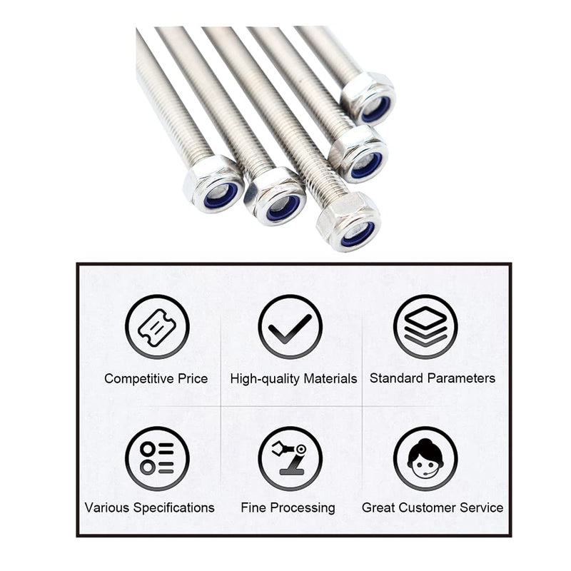 M6x250mm Fully Threaded Rod Studs Long Metric Threaded Screw 304 Stainless Steel Right Hand Threads All Threaded Rod Studs for Anchor Bolts Clamps Hangers U-Bolts 2 Pack M6*250mm