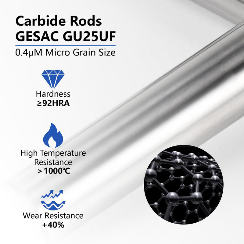 5PCS Carbide End Mill Set 3/32” HRC70 4 Flute Square Nose CNC Milling Bits, Carbide Rod from GESAC, for TC4/18 Titanium Alloy, 1.4848/1.4837 Steel, Stainless Steel, High Temperature Alloy 3/32 in 5