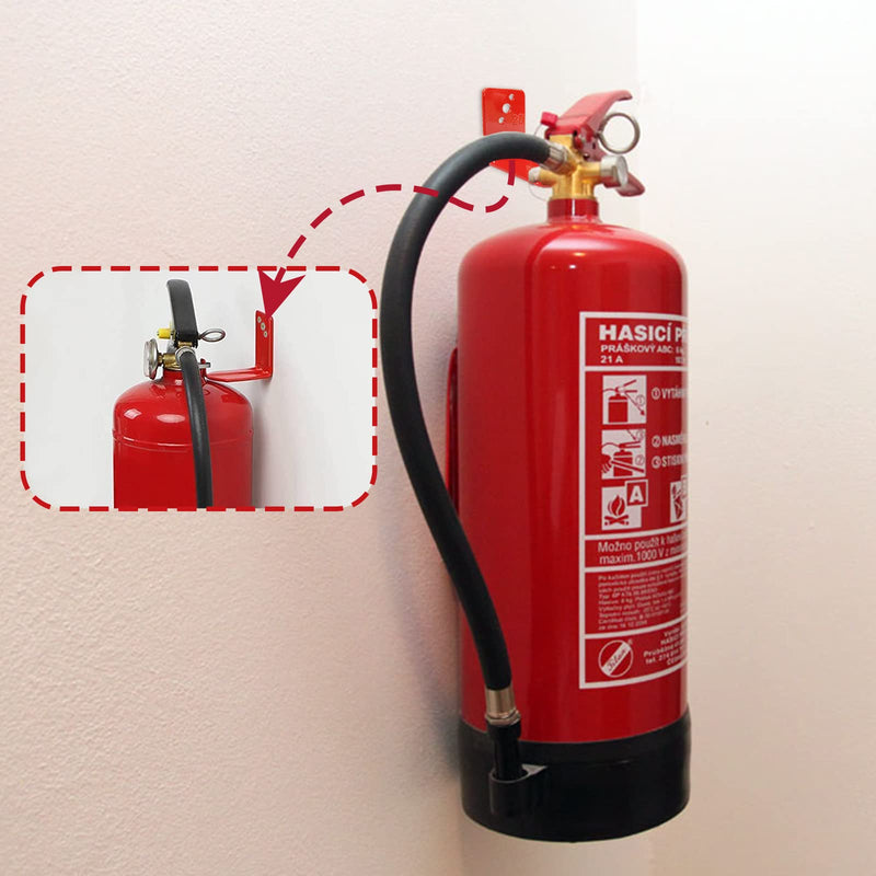 4 Pack Universal Fire Extinguisher Bracket and 4 Fire Extinguisher Safety Sticker Signs,5 to 20lb Fire Extinguisher Mount for Dry Chemical and Water Extinguishers