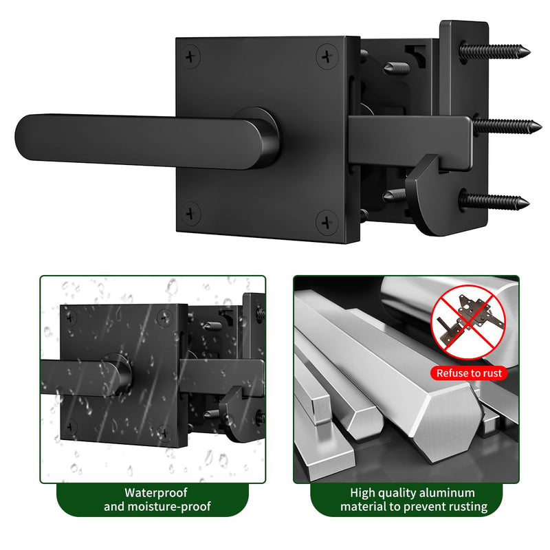 Double Side Gate Latch, Heavy Duty Left Swinging Door Latch Gate Hardware for Outdoor Fence, Wooden Gates, Pool Gate, Garden