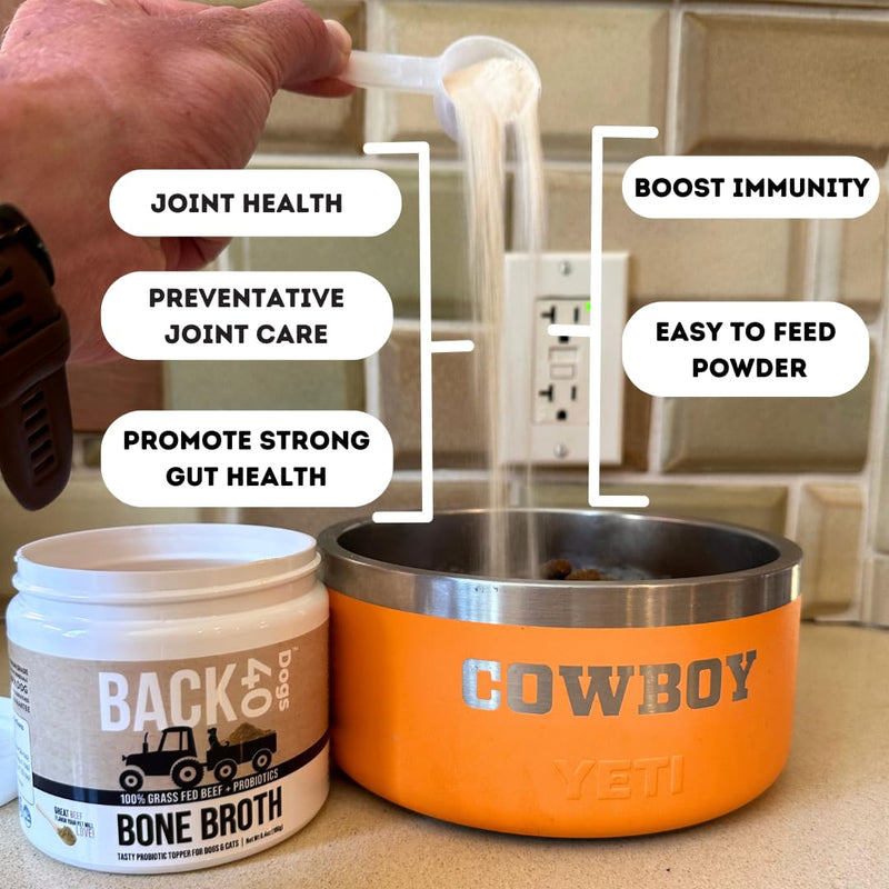 Back40Dog Fish Oil & Bone Broth Bundle – Wild Alaskan Salmon & Pollock Oil 16 fl oz & Grass-Fed Beef Bone Broth Powder 6.4 oz – Skin, Coat, Joint & Digestive Support