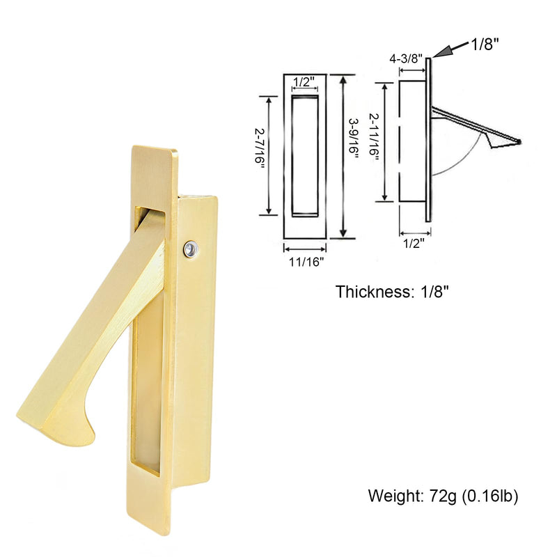Dontay Pocket Door Passage Latches Lock,Flush Double Sided Rotation,Privacy (Bed/Bath) Latch,Large Lever,Hardware for 1 3/8" to 2 3/16" Sliding Door & Bathroom Doors (Satin Brass, Round - 1 Set) Satin Brass