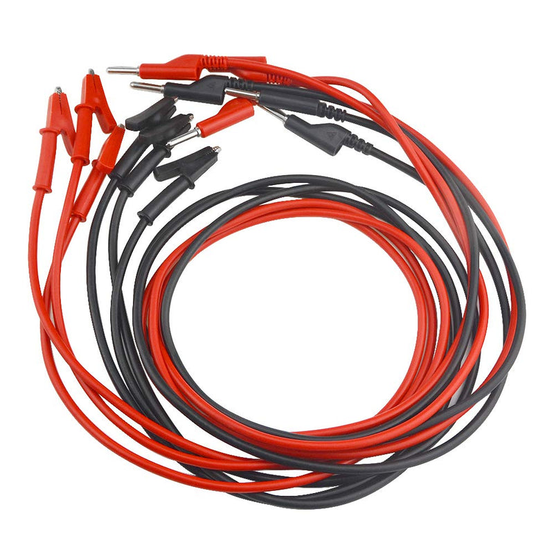 WMYCONGCONG 6 PCS Multimeter Banana Plug to Crocodile Alligator Clip Test Probe Lead Wire Cable 15A with Insulators Clips 3.3ft for Multimeter Electrical Testing