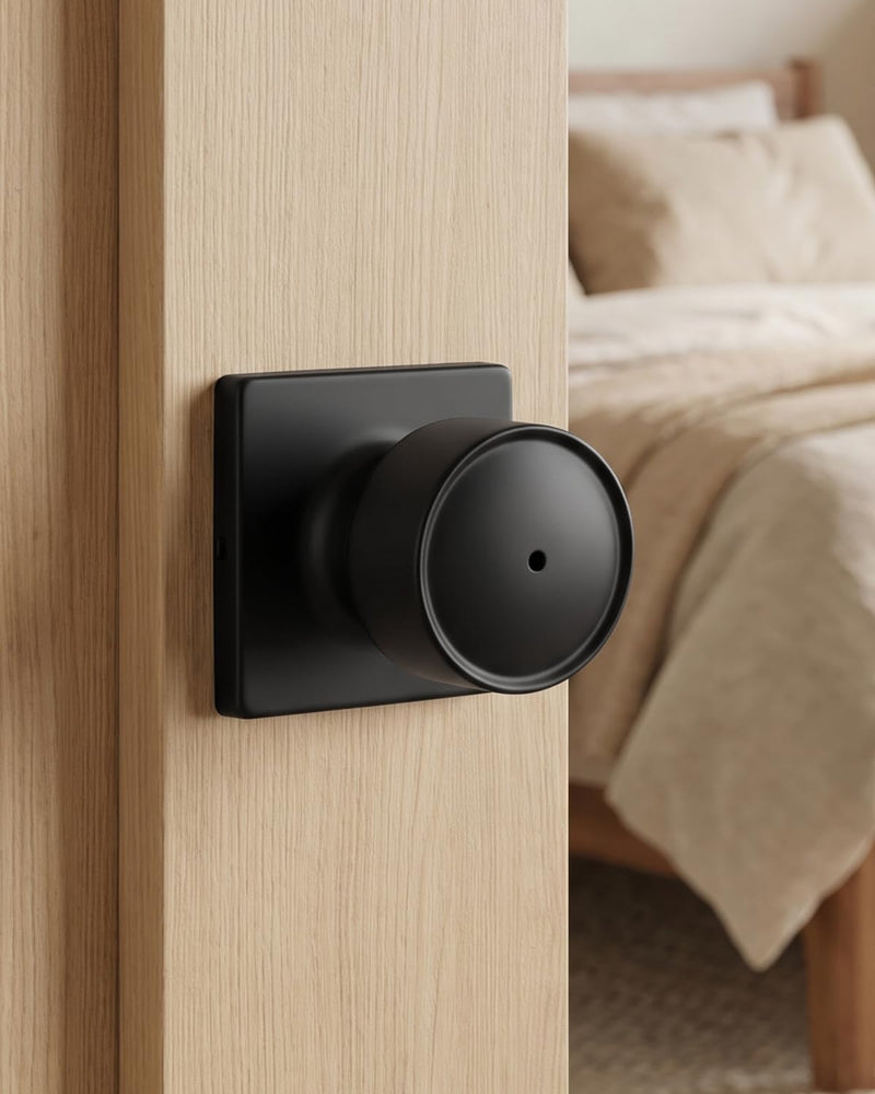 Goldenwarm Matte Black Door Knobs Interior, 8 Pack Privacy