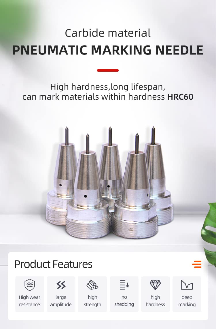 US Stock Zac 3mm Pneumatic Dot Peen Marking Pin with Tailstock Dia.10.7mm /Needle and Needle Sleeve for Pneumatic Dot Pin Engraving Machine Stylus Dot Peen Marking Machine Needle Dot Marking Pin