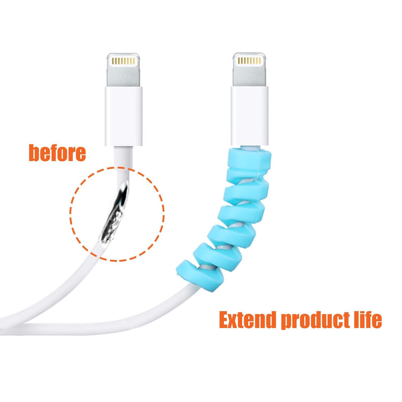 Jetec 24 Pcs Charger Cable Protector,Silicone Flexible Cable Saver,Spiral USB Mouse Wire Protector for Headphone Laptop Earphone Cell Phone Wrap Accessories(Black, Pink, Blue, Green) Black, Pink, Blue, Green