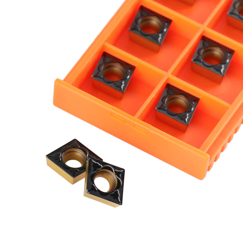 Accusize Industrial Tools Ccmt32.51-Md Cvd Coated Carbide Inserts, 10 Pcs/Box, Black and Yellow, 2200-1014