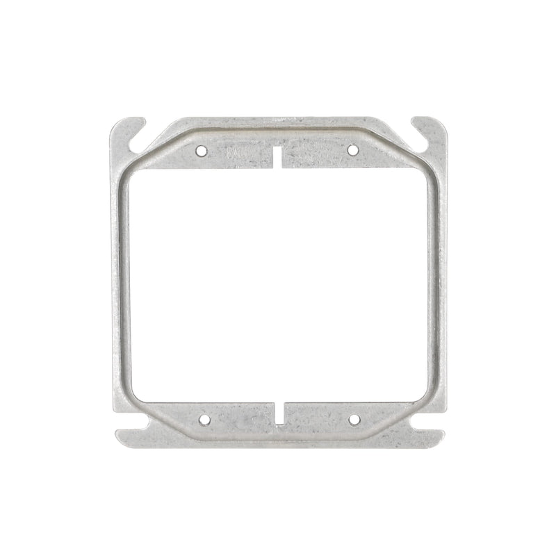 Hubbell-Raco 777 Raised 1/4-Inch, 4-Inch Square Mud-Ring for 2 Devices Gray