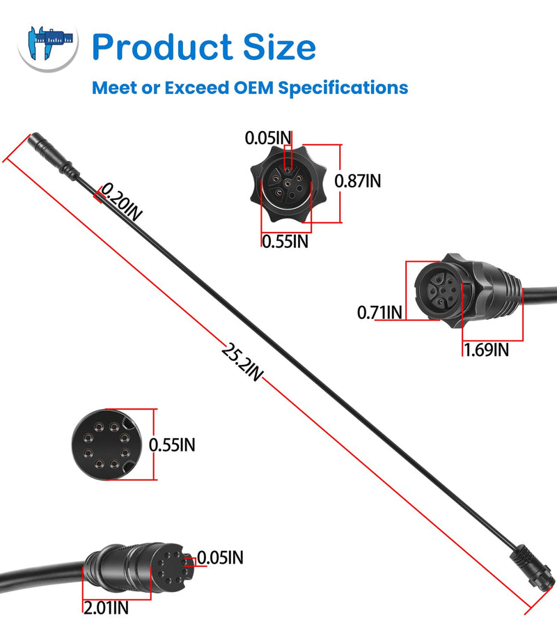 000-14068-001 7-Pin to 8-Pin Transducer Adapter Cable Compatible with Lowrance Hook2, Hook Reveal & Simrad Cruise Series, Sonar Converter Extension Cord for Fishfinder Chartplotter Marine Accessories