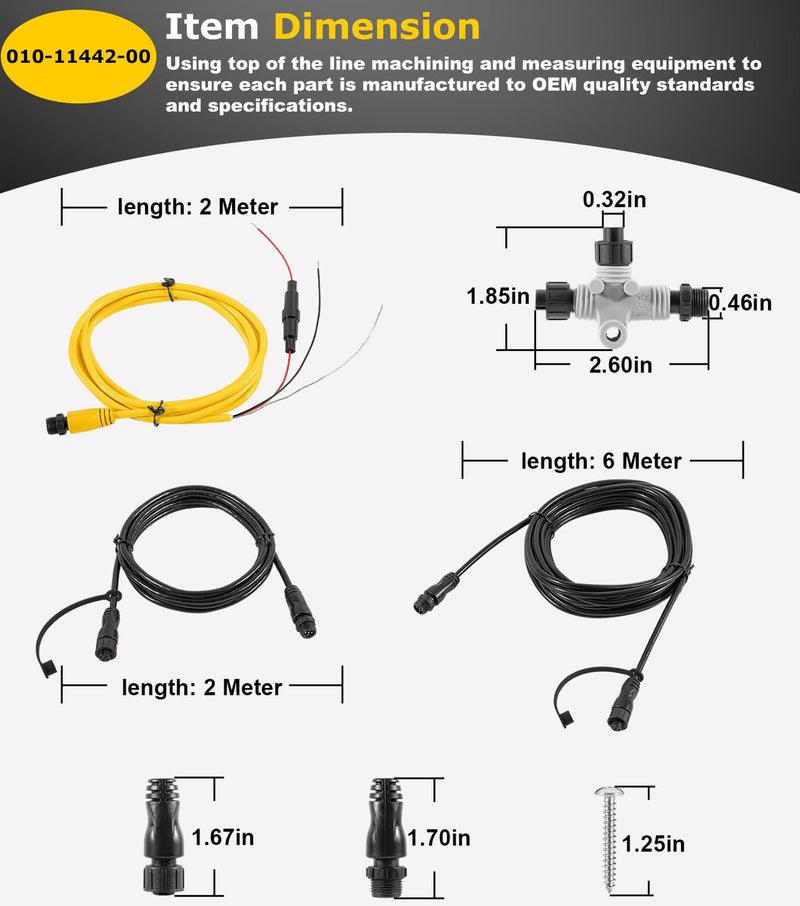 010-11442-00 NMEA 2000 Starter Kit for Garmin ECHOMAP Chirp, ECHOMAP Plus, NMEA 2000 Power Cable, Backbone Cable, Drop Cable with T-Connector and Female Male Terminator