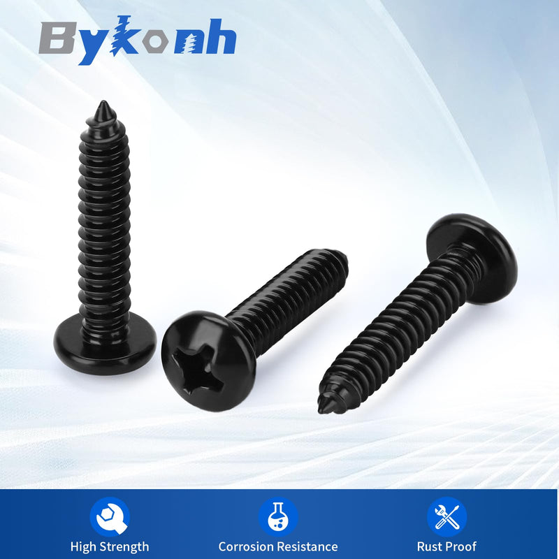 #14 x 3/4" Pan Head Self Tapping Screws Sheet Metal Wood Screws, Black Finish, 304 Stainless Steel 18-8, 50 PCS #14 x 3/4"