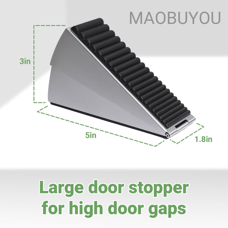 Large Door Stopper - Metal Door Wedge, Tall Door Stopper, Spring Rubber for Extra Strong Grip (Silver, 1 Pack) Silver