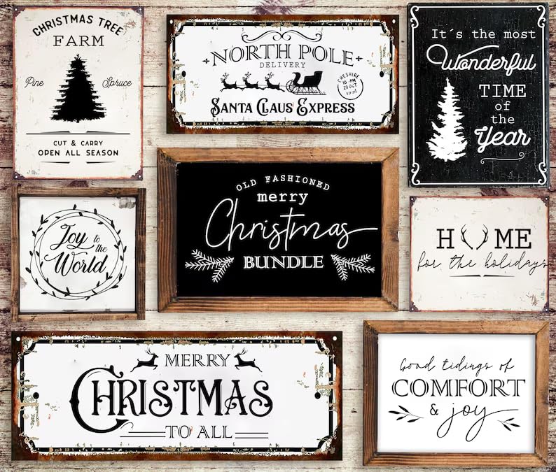 DGAG 7PCS Christmas Self-Adhesive Silk Screen Stencils,Christmas Tree Screen Printing Stencils for Craft Xmas Chalk Paste Stencil Transfers Reusable Stencils for Painting on Wood Fabric Farmhouse 8 PCS silk screen stencils