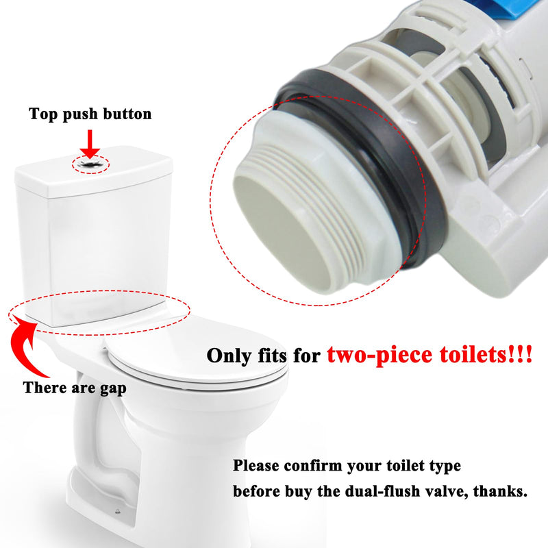 Toilet Flush Valves Assembly 2" Dual Flush Valve Replacement Kit for 2-Piece Toilets Compatible with Toto THU435 Caroma Flush Valve - Valve Height 11 inch for Tall Toilet Tanks