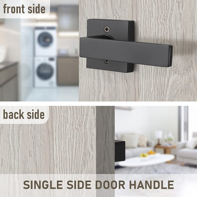 KNOBWELL Dummy Door Handles 4 Pack, Interior Door Knob, Heavy Duty 0.93 lb Non-Turning Right/Left Square Door Handle Levers Black