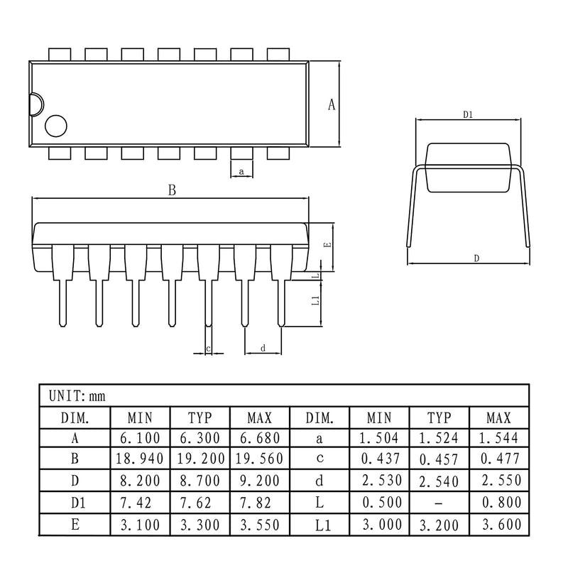 SN74HC14N Hex Schmitt-Trigger Inverters 2V to 6V 2.54mm SN74HC14 74HC14 SN74 IC Breadboard-Friendly Transistors 2 Volt to 6 Volt DIP-14 (Pack of 20pcs) SN74HC14N