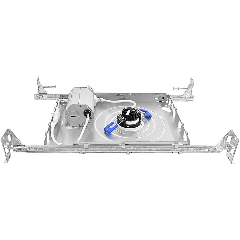 Luxrite New Construction Mounting Plate, 2-3-4 Inch, Extendable Hanger Bars, Sliding Plate, 4 Cutout Sizes - Recessed Lighting Shallow Housing 1 Count (Pack of 1)