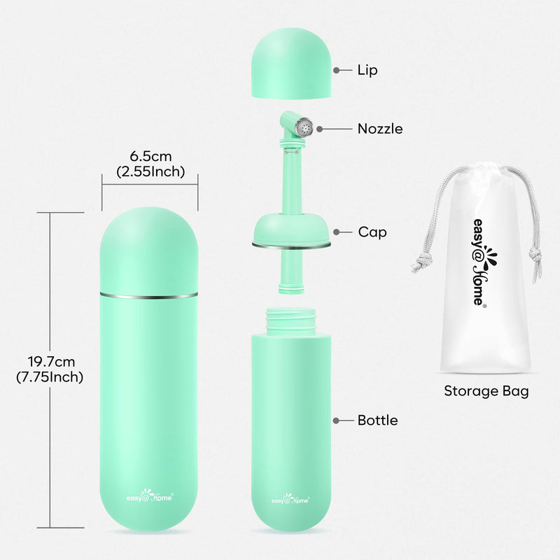 Easy@Home Portable Bidet for Travel: Peri Bottle for Postpartum Care - Handheld Sprayer for Women & Men | 380ml(12.8oz) Large Personal Hygiene Cleaning Bottle | EPB-01 Green