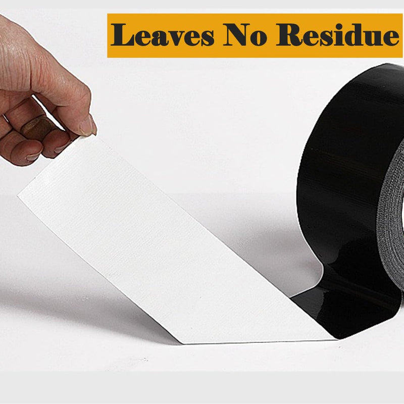 Duct Tape 1 Inch X 44 Yards, 8.5 mil Thickness, Heavy Duty Black Duct Tape, No Residue, Waterproof, Tear by Hand for Repairs, Industrial, Professional Use