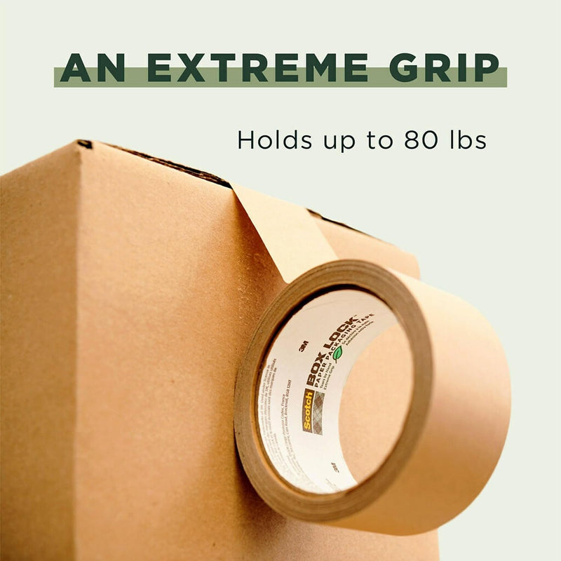 Scotch Box Lock Paper Packing Tape, Kraft Brown, Extreme Grip Kraft Paper Tape That Recycles with The Box, Moving Supplies, 1.88 in. x 25 yd., 1 Tape Roll