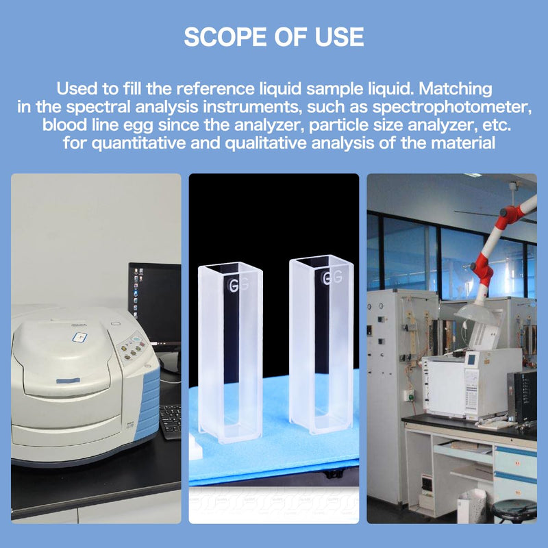 Glass Standard Cuvette (Set of 4 Pcs) for Spectrophotometer Cuvettes, 10mm Pathlength 1cm, 3.5ml,2 Clear Sides Spectral Range: 340-2500nm Open Top with Lid