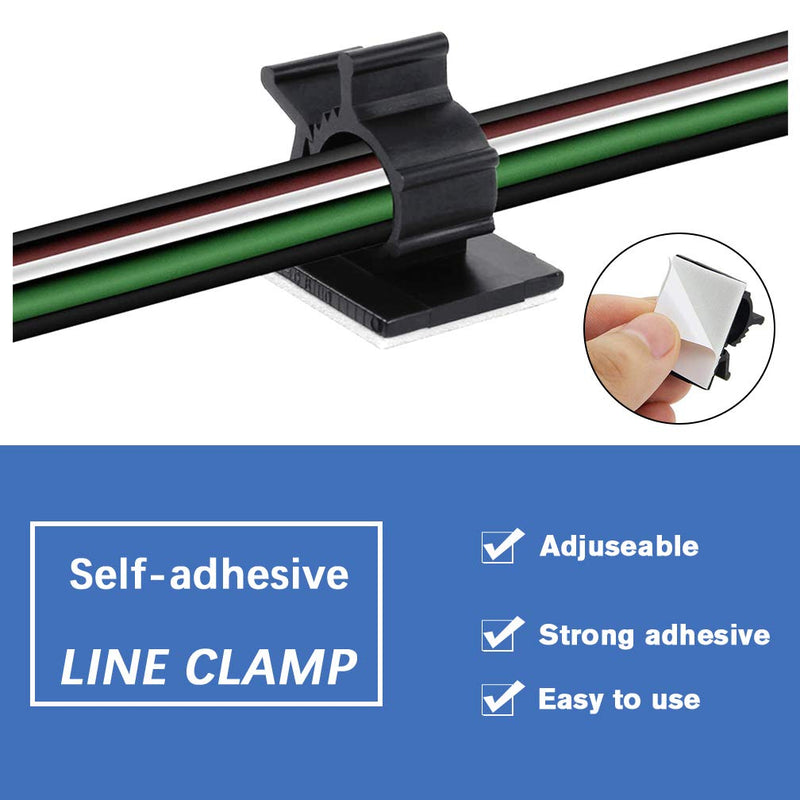 Viaky 30 Pcs Black Cable Wire Clips Adjustable Nylon Wire Holder Adhesive Cable Management Suitable for Maximum Diameter 0.5 inch (12.5mm) Cables 30b-0.5inch