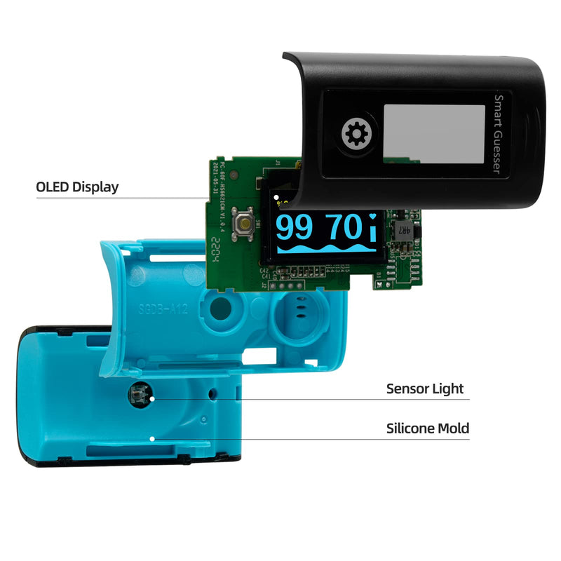 Pulse Oximeter Fingertip, Oxygen Meter Finger Pulse Oximeter with OLED Screen, AAA Batteries and Protective bag Included, Blue