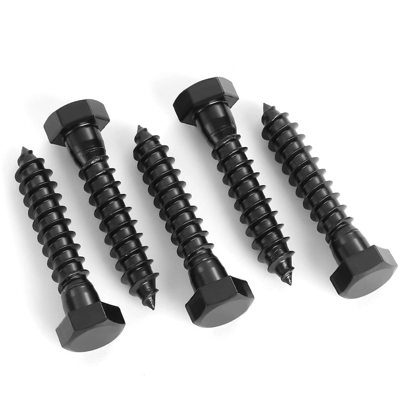 1/2" x 4" Hex Head Lag Screws Bolts, External Hex Drive, Stainless Steel 304, Black Oxide, Hexagon Head Wood Screws, Partial Thread, 5 PCS 1/2" x 4"