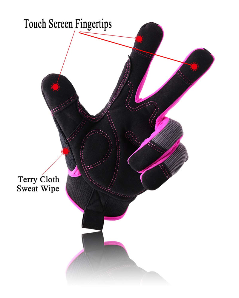HANDLANDY Women Safety Work Gloves Utility Touch Screen Working Grip Glove for Yardwork Gardening Breathable Mechanic Gloves Pink Medium (Pack of 1)