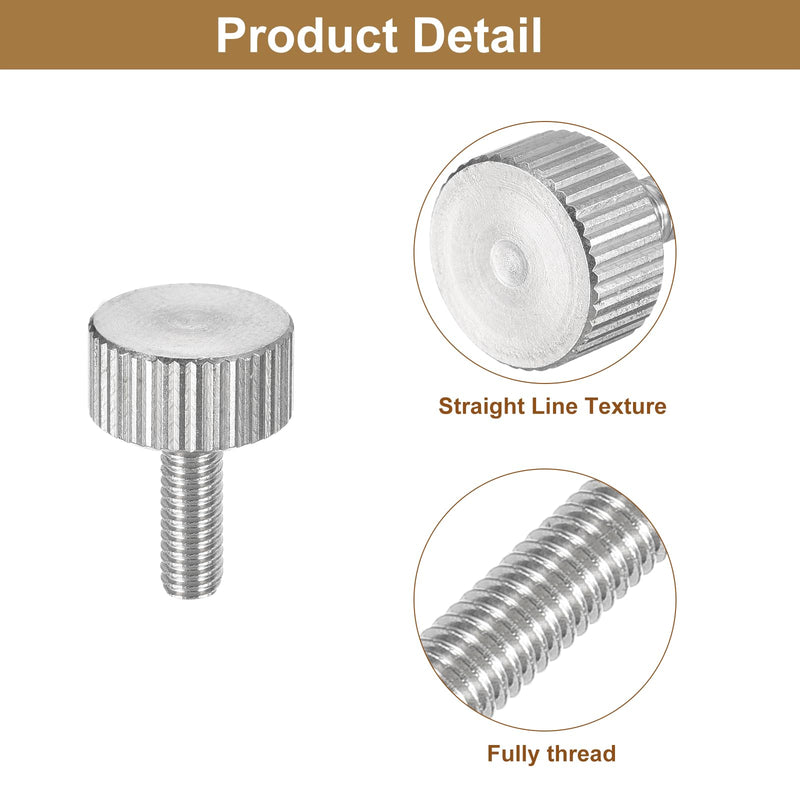 uxcell M4x10mm Knurled Thumb Screws, 5pcs 304 Stainless Steel Flat Knurled Head Fully Threaded Thumb Screws Bolts Grip Knobs Fasteners