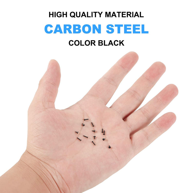 10 Kinds Small Multi-Purpose M1 M1.2 M1.4 M1.7 Phillips Head Micro Screws Self-Tapping Electronic Screws Assortment Kit Pack of 1000 Black