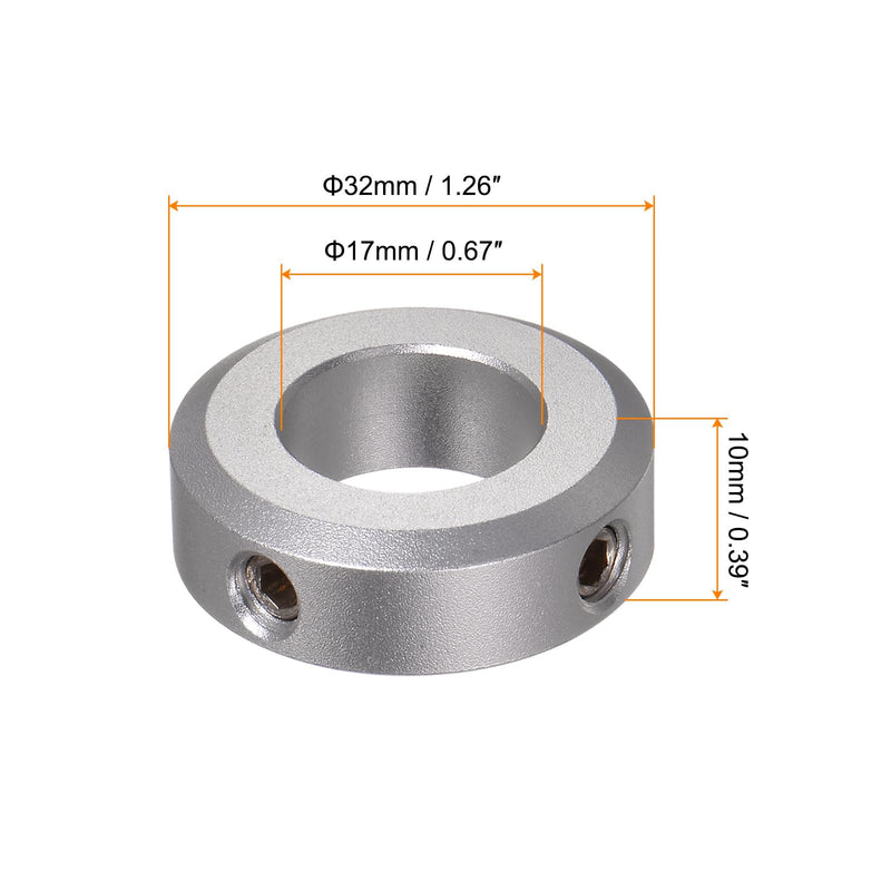 HARFINGTON 4pcs Shaft Collar 17mm Bore Aluminum Alloy Set Screw Shaft Collars, 32mm OD, 10mm Width, for Wheel Barrow Axle, Gearbox Assemblies, CNC Machine Tools, Industry, Anodization