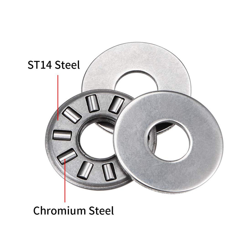uxcell TC411 Thrust Needle Roller Bearings with Washers 1/4" Bore 11/16" OD 5/64" Width 5pcs 1/4"x11/16"x5/64"