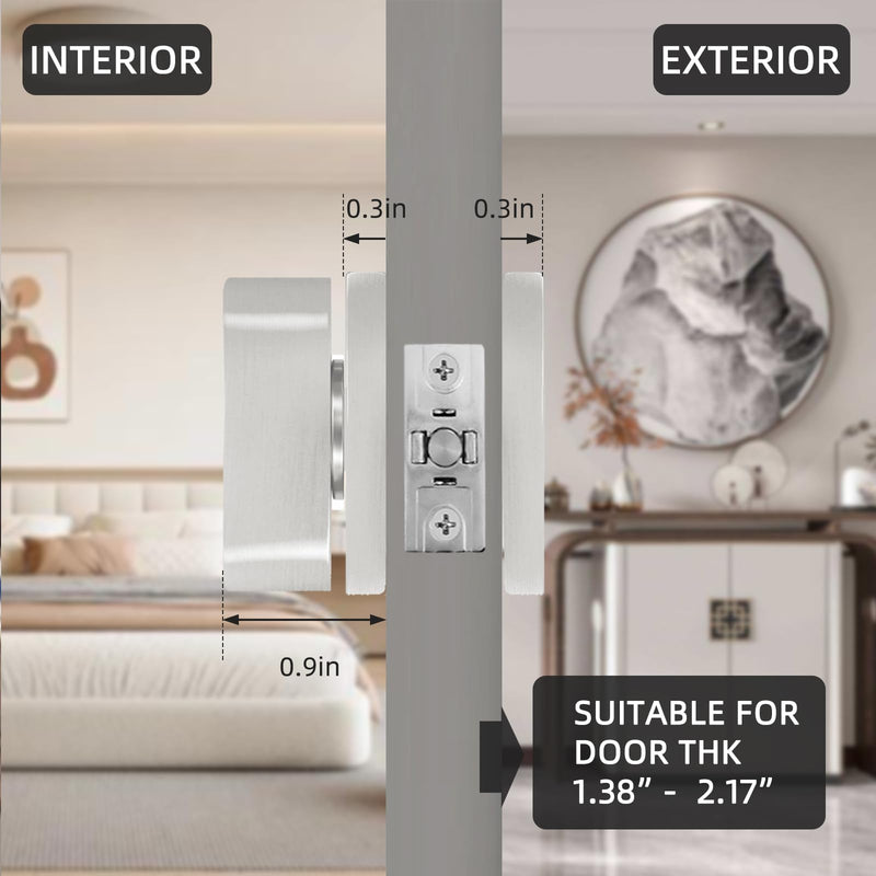 Bathroom Door Knob Lock with Indicator Light,Modern Privacy Lock, Square Deadbolt Lock (Keyless), Interior Swivel Knob, for Home,Office,Bathrooms,Restrooms (Silver) Silver