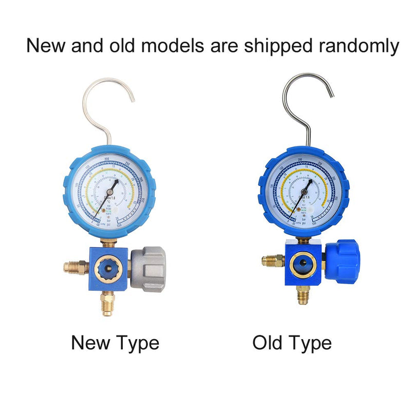 AC Manifold Set, Professional Low Pressure A/C Refrigeration Tool with Visual Mirror Sight Glass for HVAC Technicians Blue G1/4 Inch 68mm